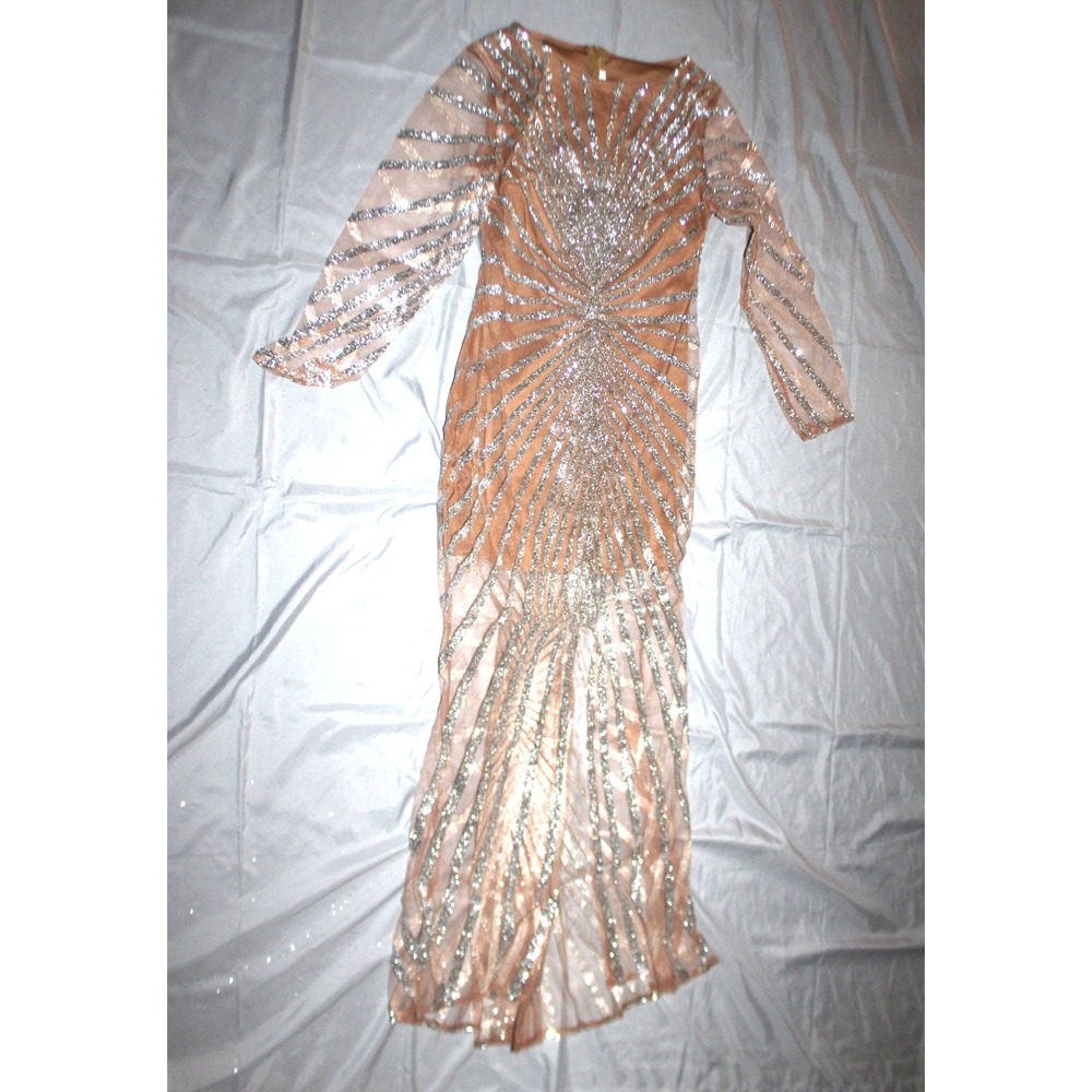 Gold glitter Evening long sleeve Gown dress EU size M US size 6